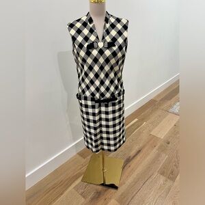 Vintage Chanda Baker black and white plaid drop waist dress
